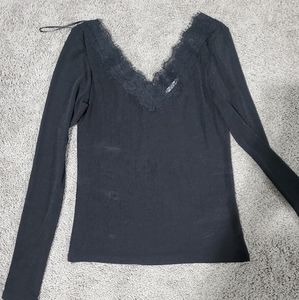 Small H&M Black lace neck shirt